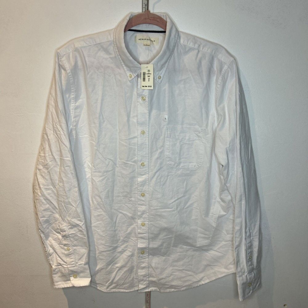 Aéropostale Shirt Men's Sz L 100% Cotton Long‎ Sleeve Collared Button Down NWT